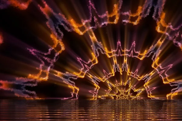 Smoke art / photo - Smoke to cubes seaside sunset