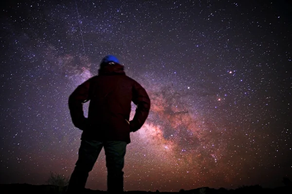 man looking Milky Way stars