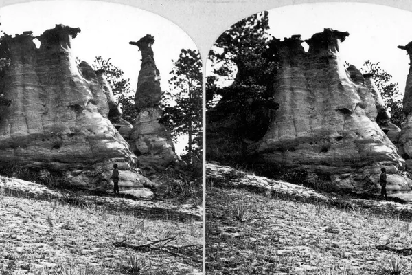 Picturesque views of Rocky Mountain scenery. Curiously eroded sandstone in Monument Park. El Paso County, Colorado. 1870.