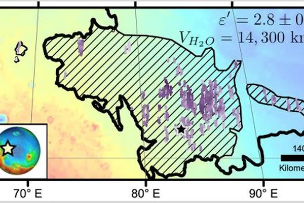 Location of Large Subsurface Water-Ice Deposit in Utopia Planitia, Mars