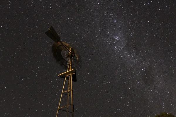 Milky Way star shot with a windmill