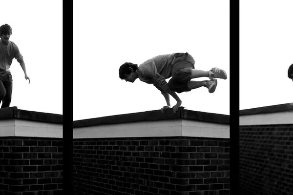 My mate is doing parkour