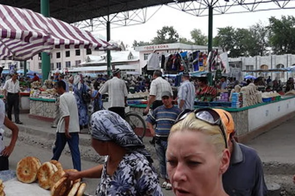 Panorama of Food Market - Bazaar - Fergana - Uzbekistan