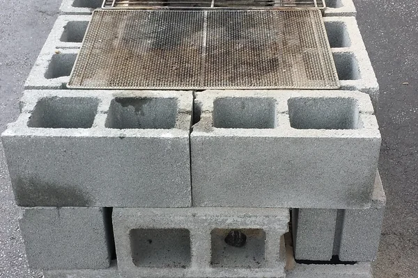 Temporary Cinder Block Barbecue Grill