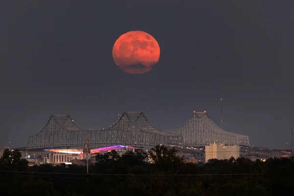 Super Blue Moon Rises Over City of New Orleans 