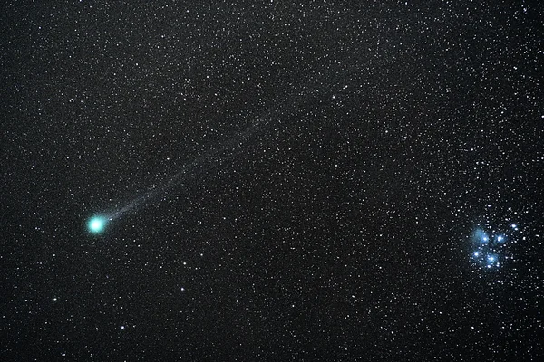 Comet Lovejoy (C/2014 Q2) and the Pleiades (M45)