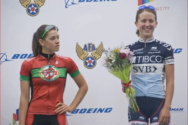 First and Second Place Winners of the Air Force Classic Elite Women's Cycling Race June 8, 2013 in Clarendon (VA)