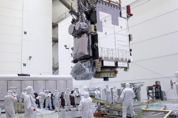 GOES-U Unboxing, Lift to Vertical, Move to Stand
