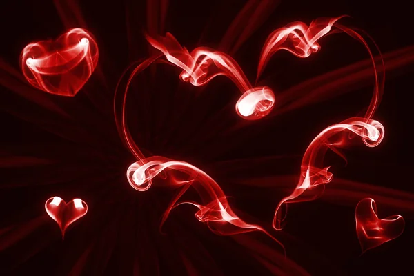 Smoke Art - Hearts (White on red)