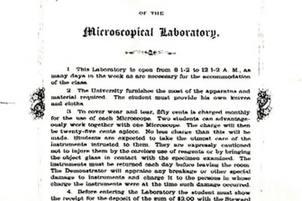 1876 Regulations of the Microscopical Laboratory.