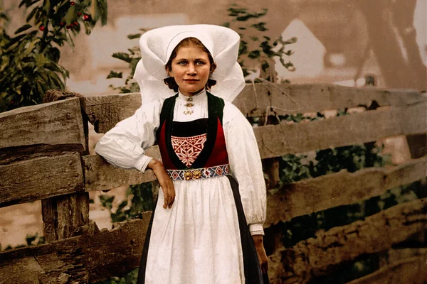 Hardanger girl, Hardanger Fjord, Norway, ca. 1897