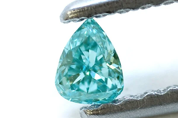 Fancy Intense Greenish Blue, Pear Diamond by Leibish & Co