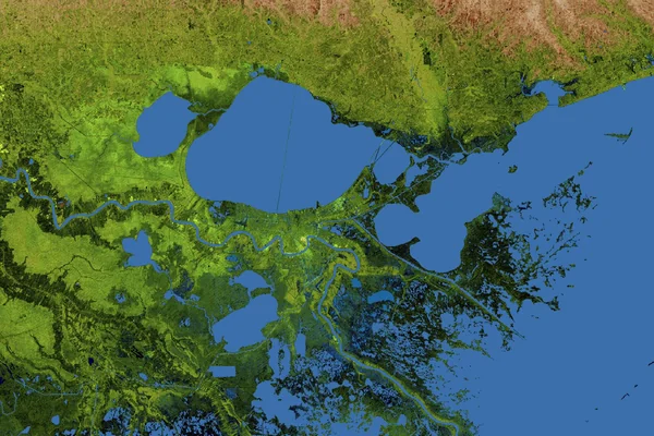 Mississippi Delta, Radar Image with Colored Height