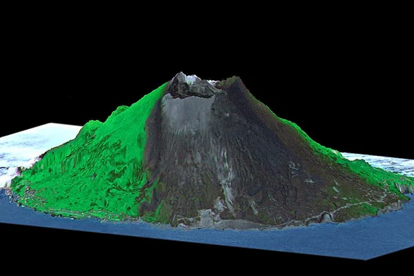 ASTER-SRTM Perspective of Mount Oyama Volcano, Miyake-Jima Island, Japan