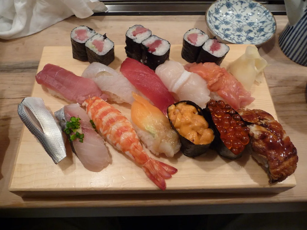 Tsukiji sushi. I can now confidently proclaim I far prefer American 'California' sushi. Japanese sushi's just fish and rice, I miss my cucumber, avocado, philly cheese, breaded fried algae, and orange/lemon/jalapeño soy sauce.