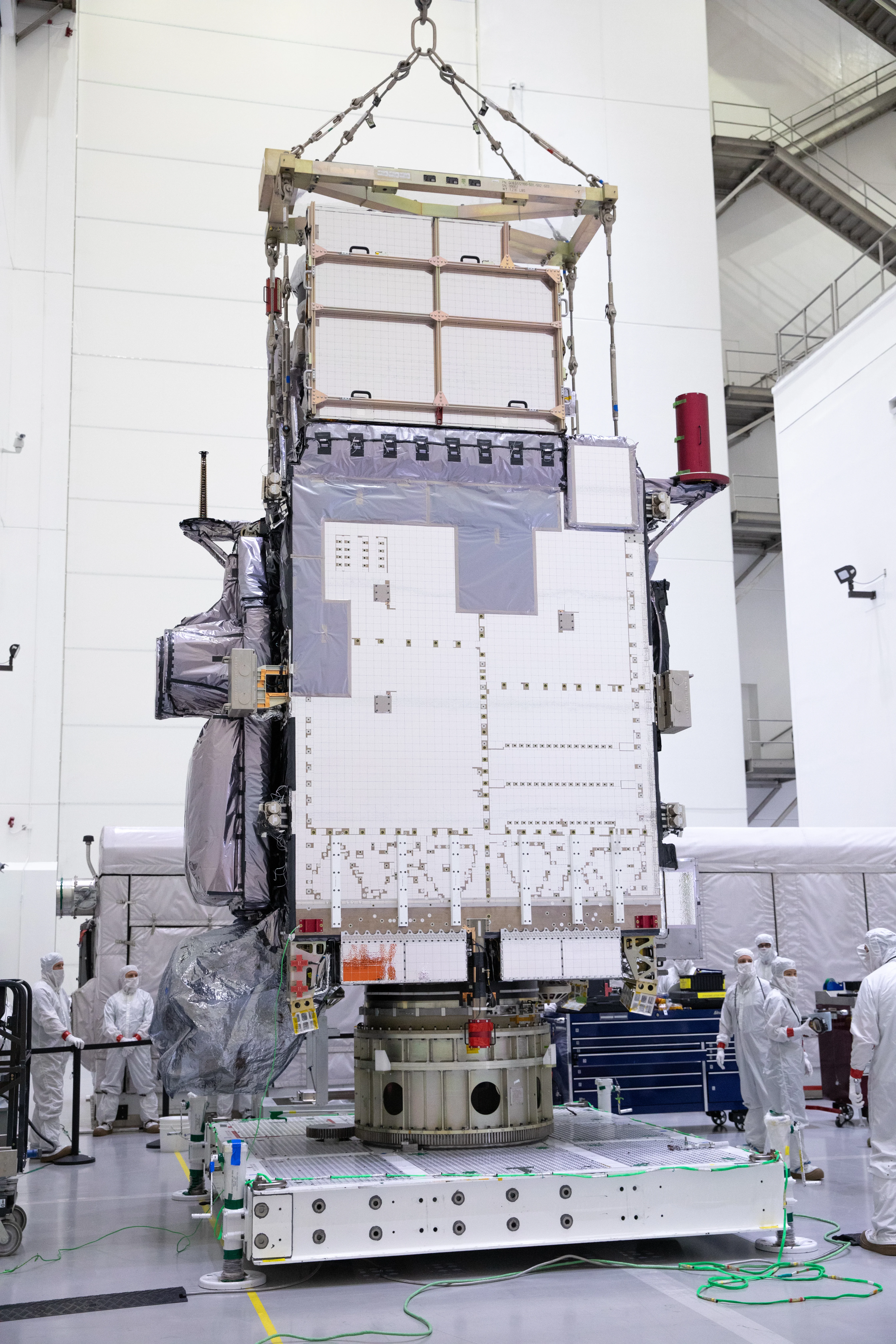 GOES-U Unboxing, Lift to Vertical, Move to Stand