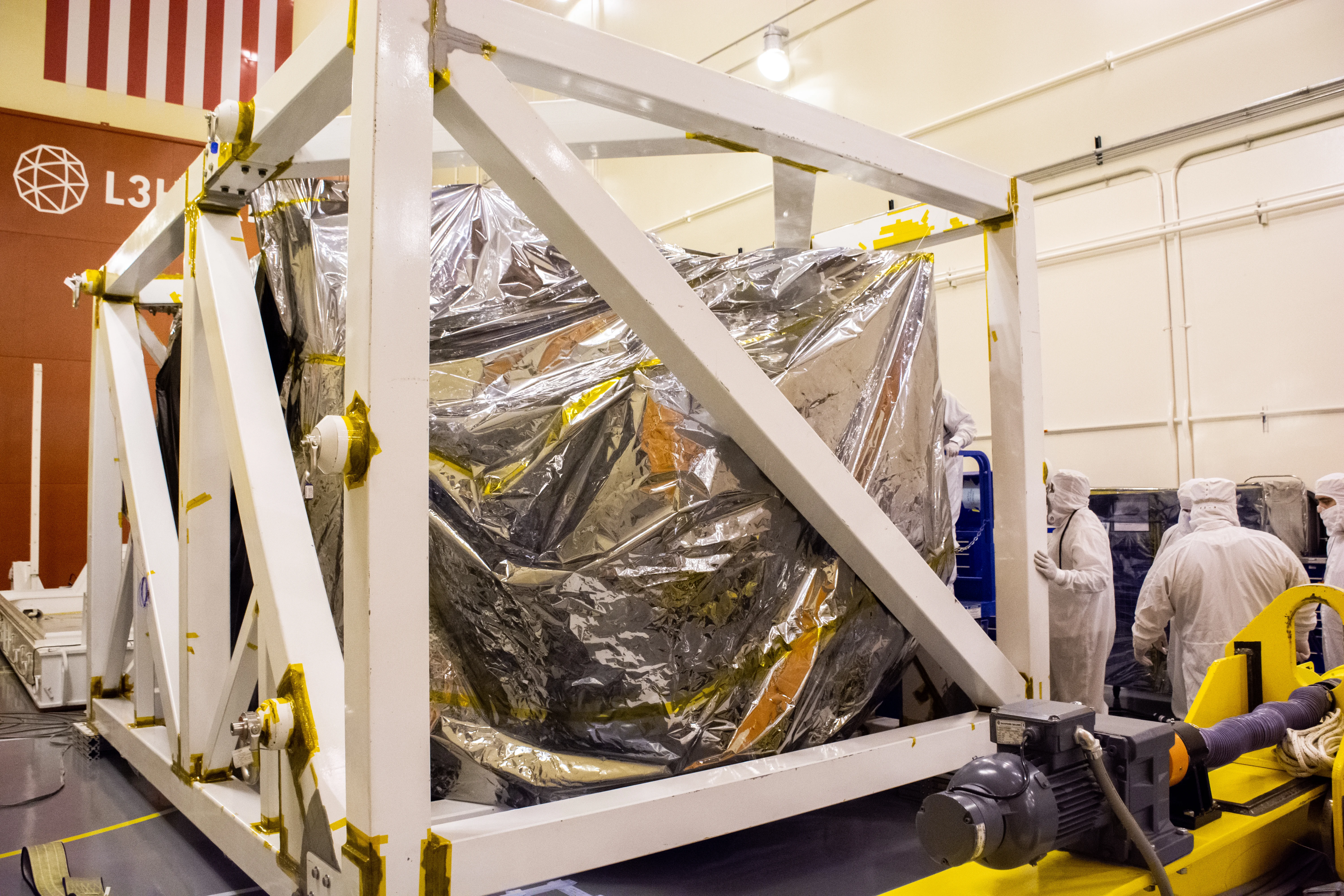 Landsat 9 Spacecraft (Observatory) Lift Off of Remaining Contain