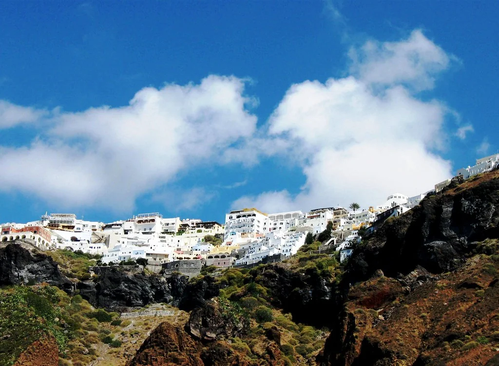 Oia from afar, Greek Islands, Santorini