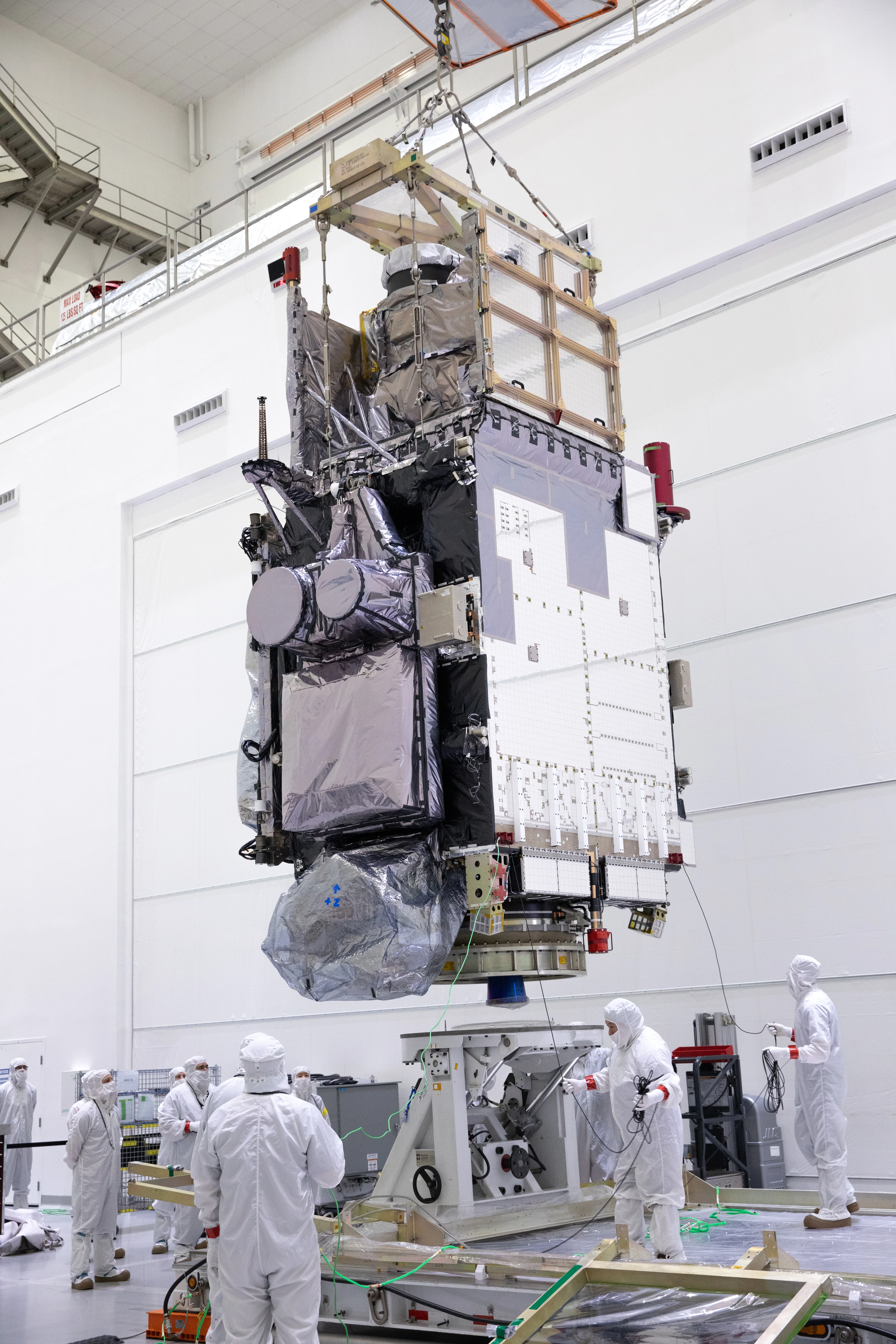 GOES-U Unboxing, Lift to Vertical, Move to Stand