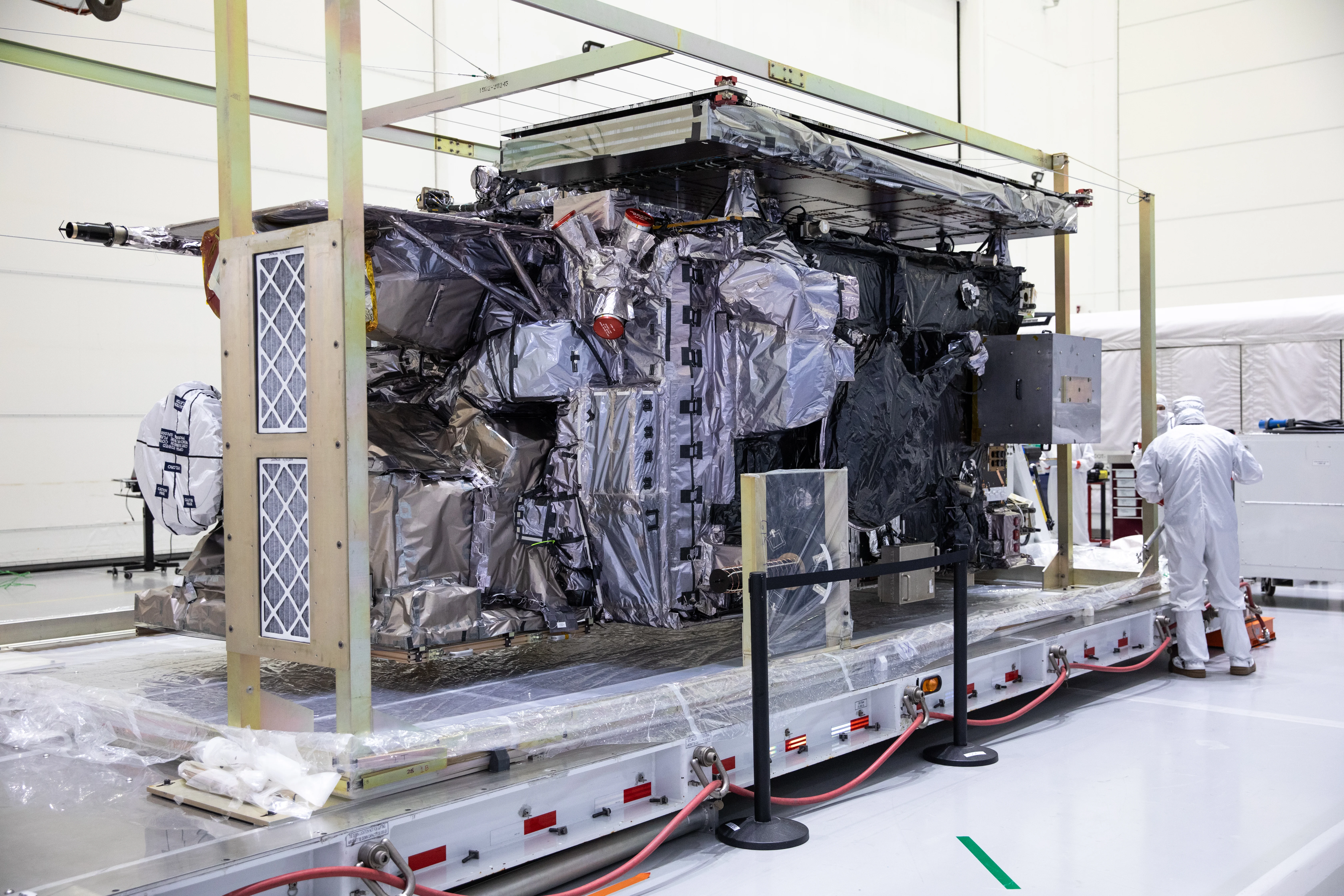 GOES-U Unboxing, Lift to Vertical, Move to Stand