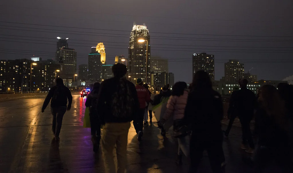 Minneapolis student protest march in response to Ferguson