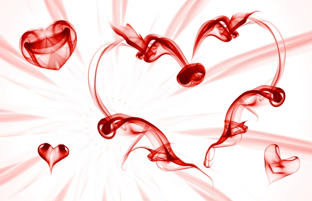 Smoke Art - Hearts (red on white)