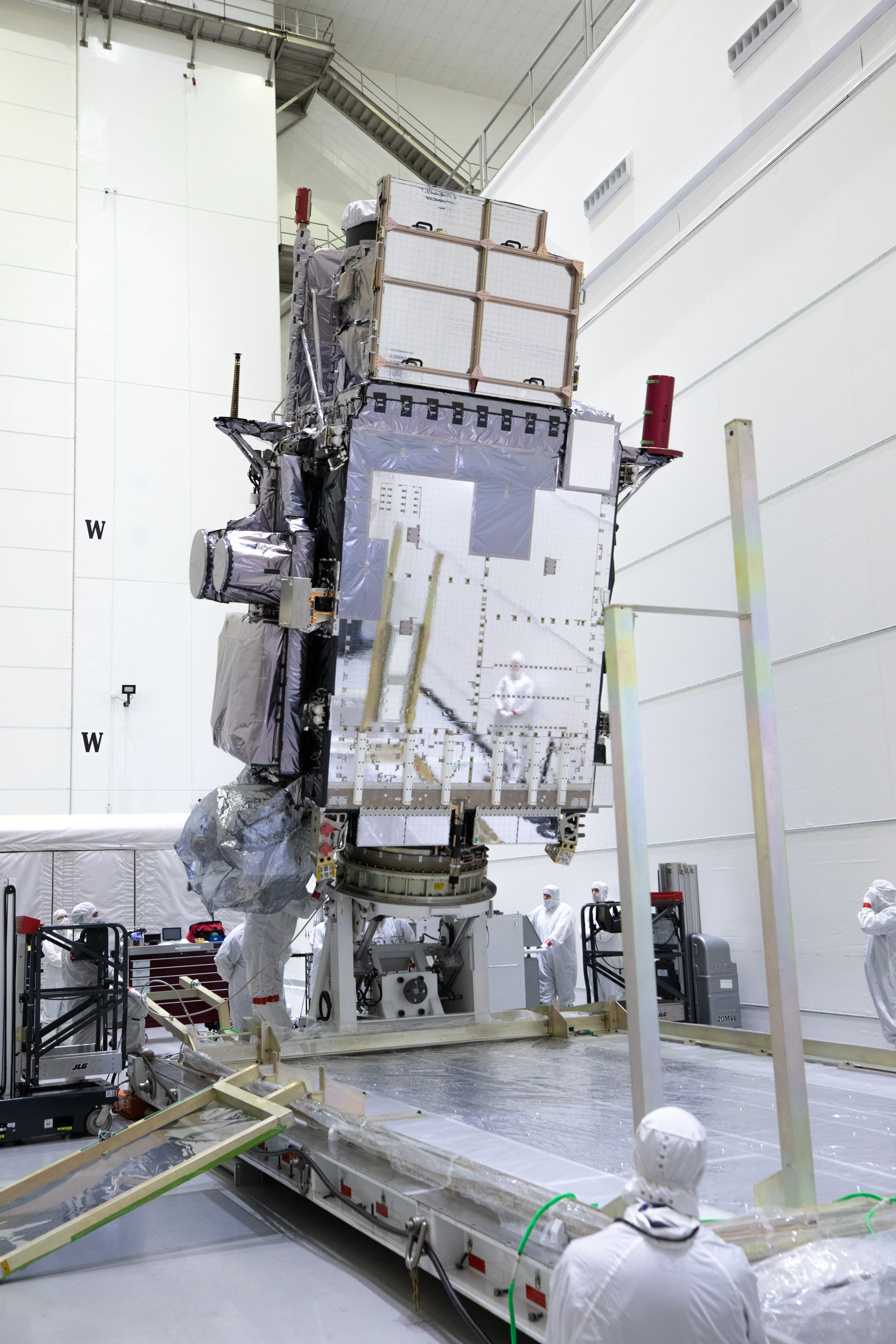 GOES-U Unboxing, Lift to Vertical, Move to Stand