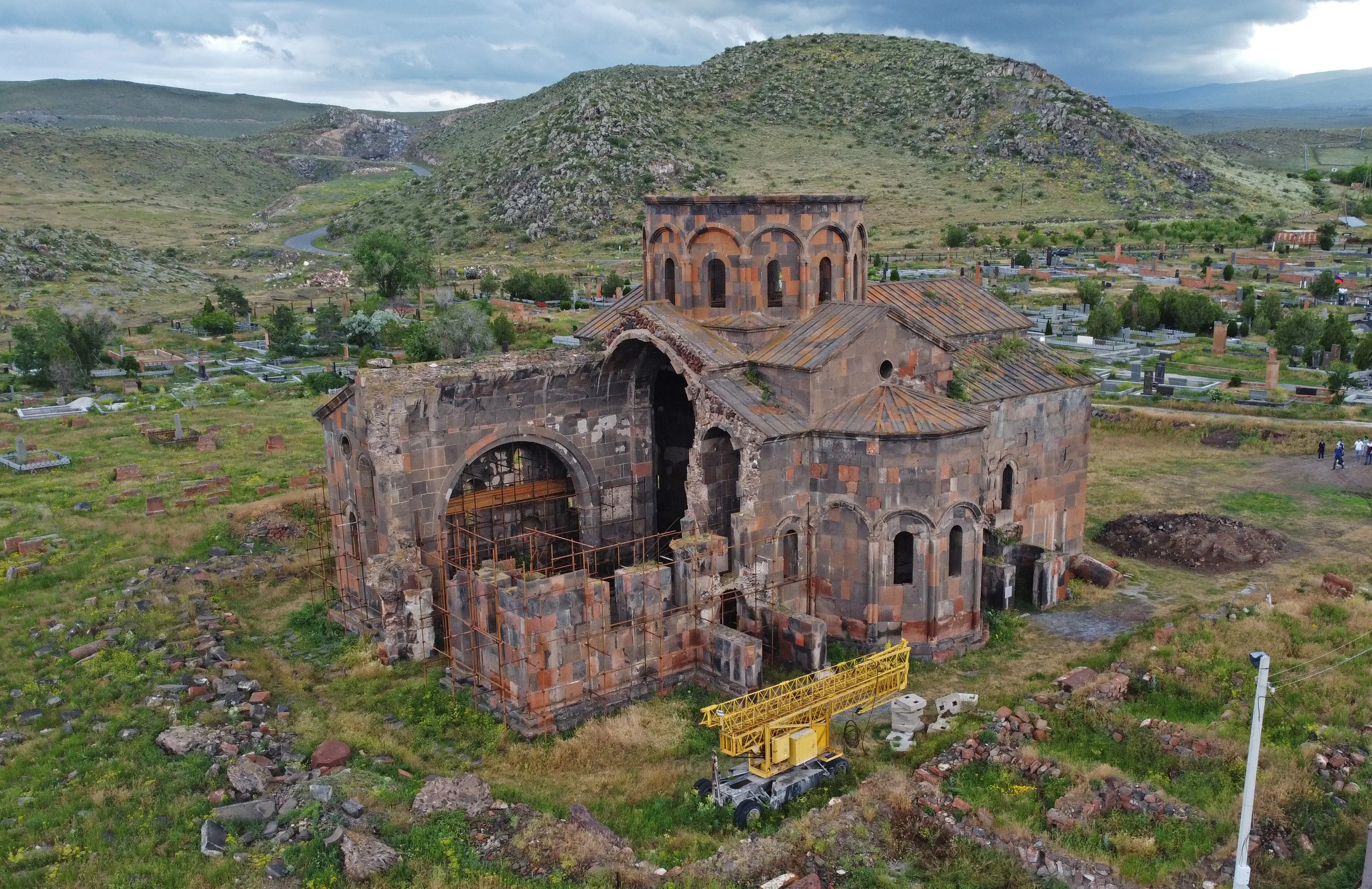 Cathedral of Talin, Armenia drone aerial