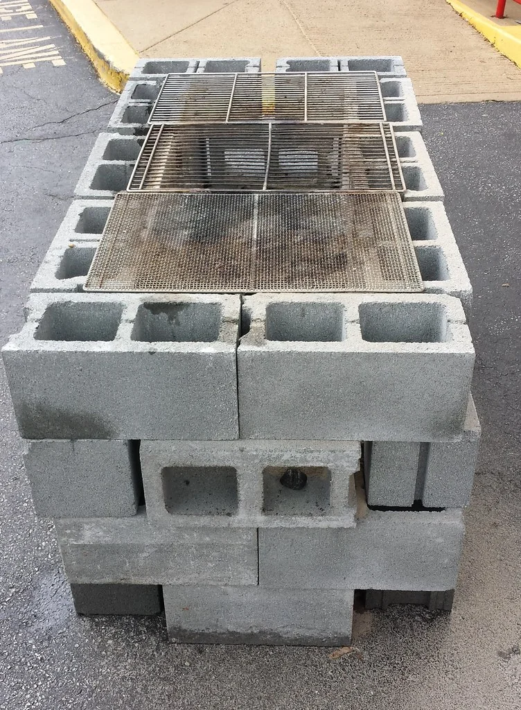 Temporary Cinder Block Barbecue Grill