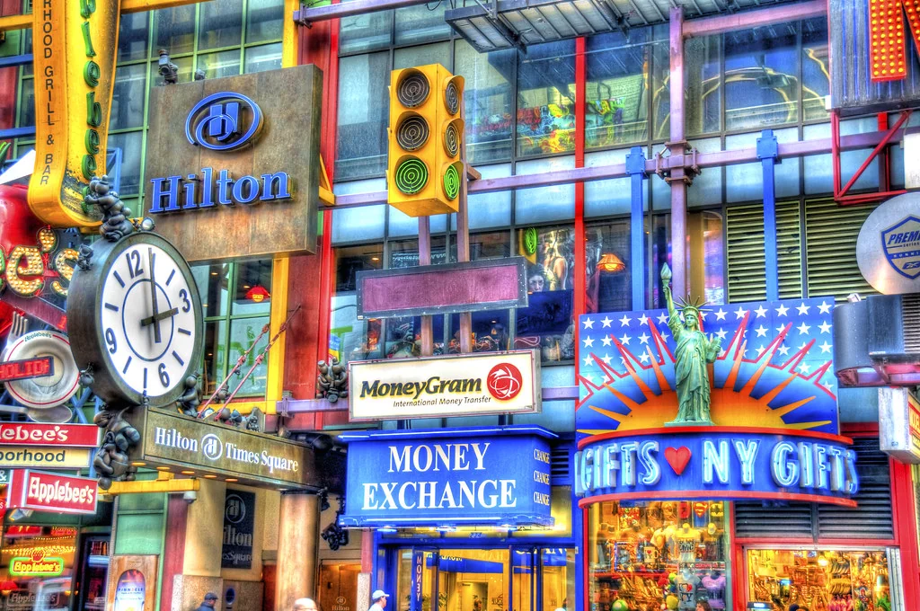 Signs of Times Square in HDR