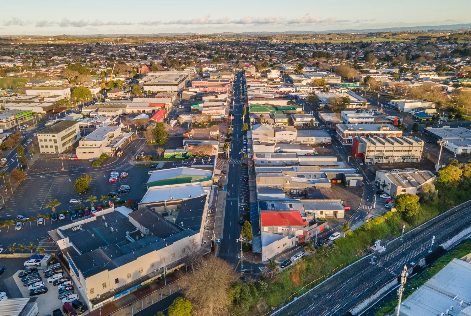 Pukekohe CBD Drone Aerial