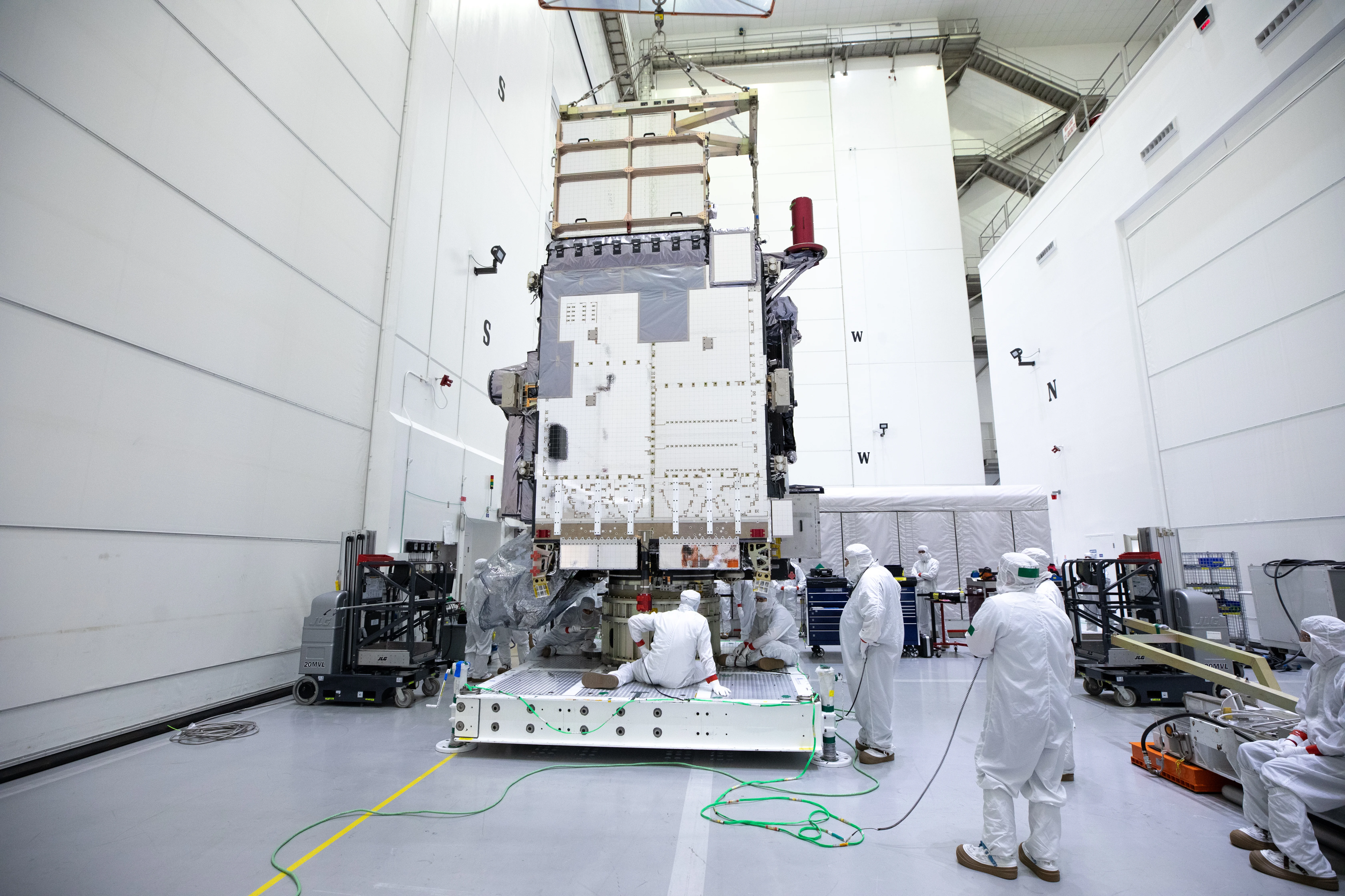 GOES-U Unboxing, Lift to Vertical, Move to Stand