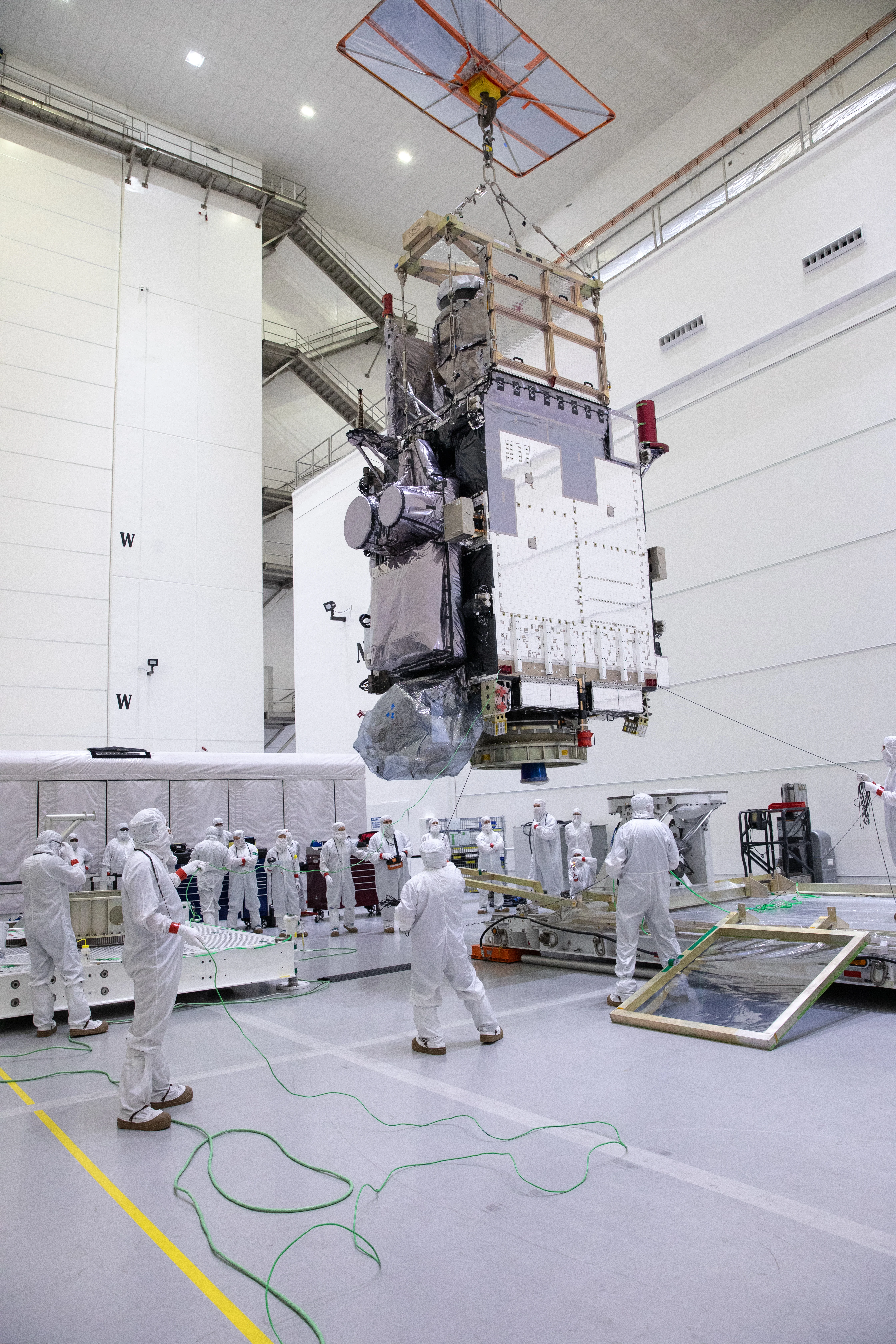 GOES-U Unboxing, Lift to Vertical, Move to Stand