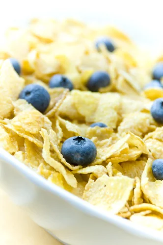 Corn Flake Cereal with Blueberries